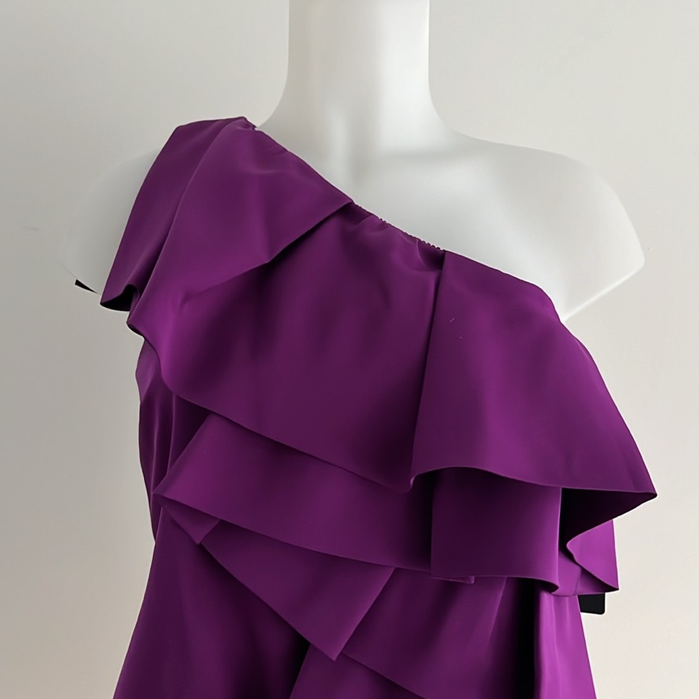 NEW 100% Silk Robert Rodriquez one shoulder purple cocktail Dress size small - Picture 3 of 10